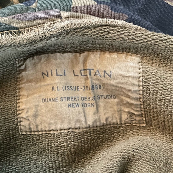 Nili Lotan Janie Hoodie Camo Sweatshirt Hooded Kangaroo Pocket Distressed Size S - Picture 10 of 11